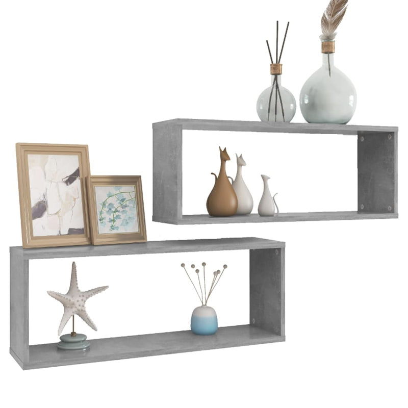 vidaXL 2 db betonszürke szerelt fa négyszögű fali polc 60 x 15 x 23 cm