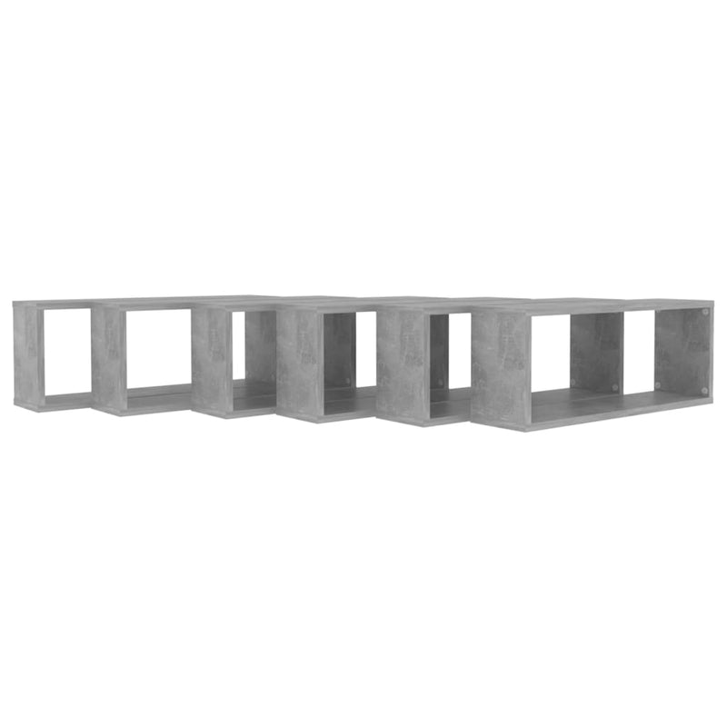 vidaXL 6 db betonszürke szerelt fa négyszögű fali polc 60 x 15 x 23 cm