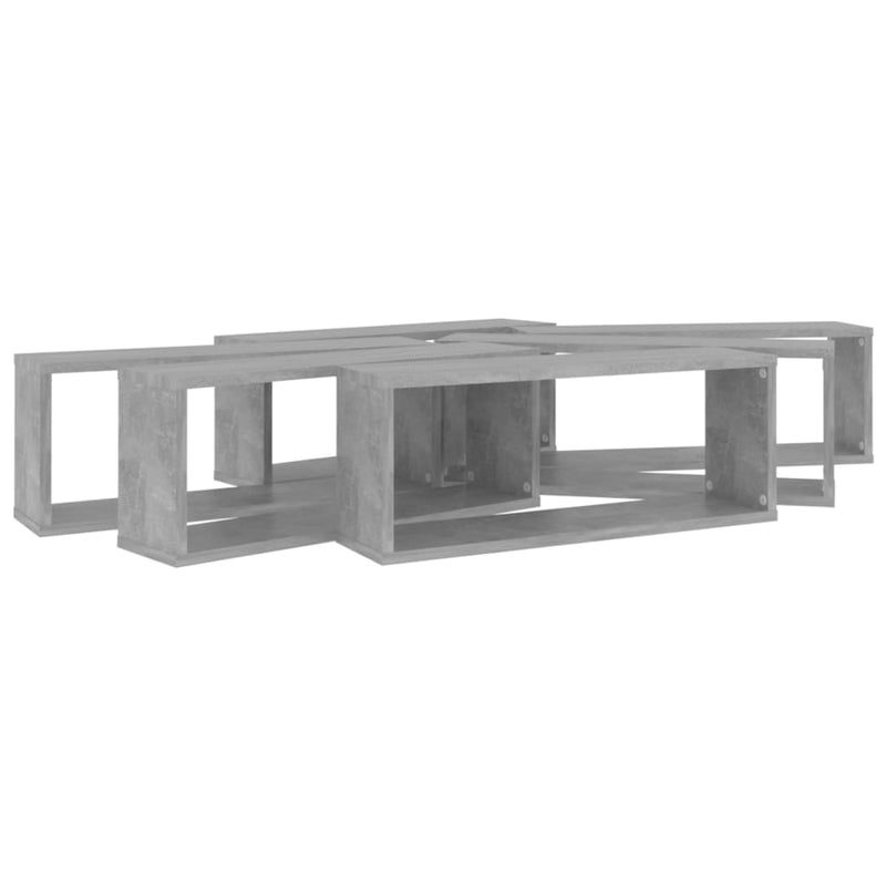 vidaXL 6 db betonszürke szerelt fa négyszögű fali polc 60 x 15 x 23 cm