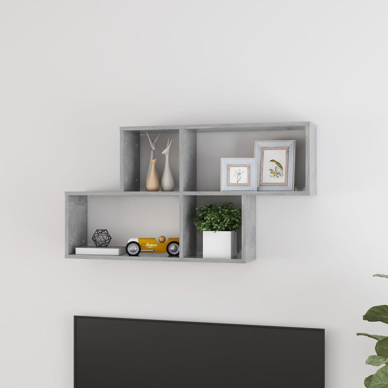 vidaXL betonszürke szerelt fa fali polc 100 x 18 x 53 cm