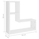 vidaXL 2 db fehér szerelt fa fali polc 50 x 15 x 50 cm
