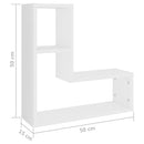 vidaXL 2 db fehér szerelt fa fali polc 50 x 15 x 50 cm