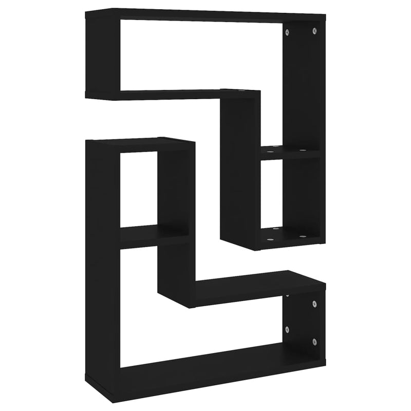 vidaXL 2 db fekete forgácslap fali polc 50 x 15 x 50 cm