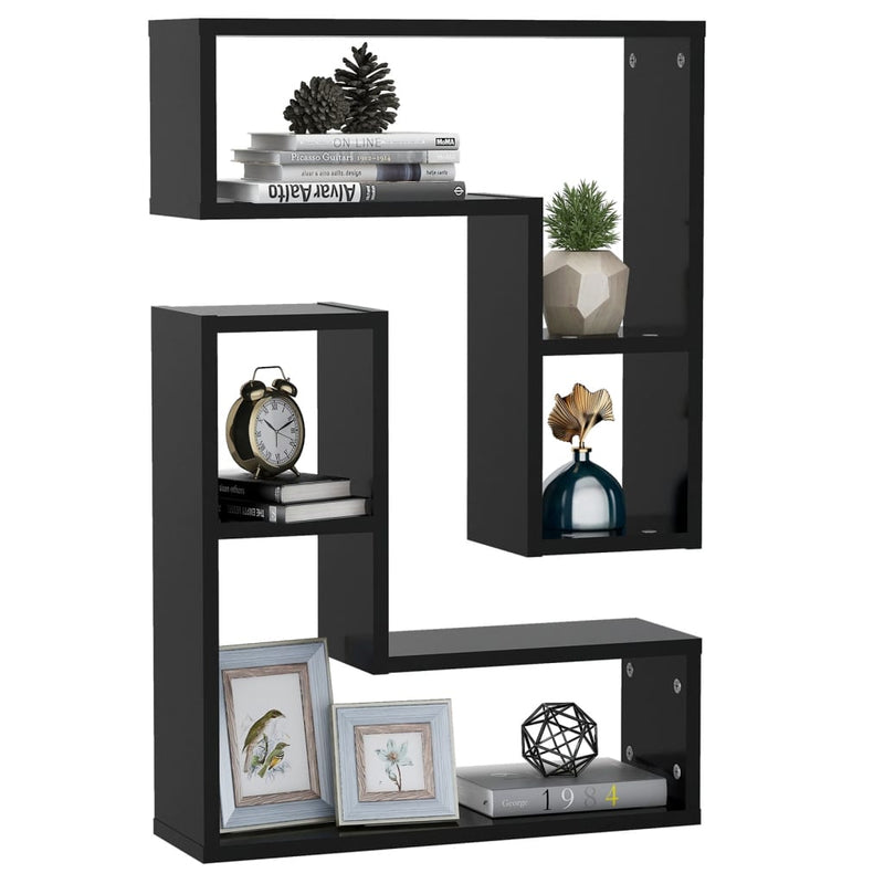 vidaXL 2 db fekete forgácslap fali polc 50 x 15 x 50 cm