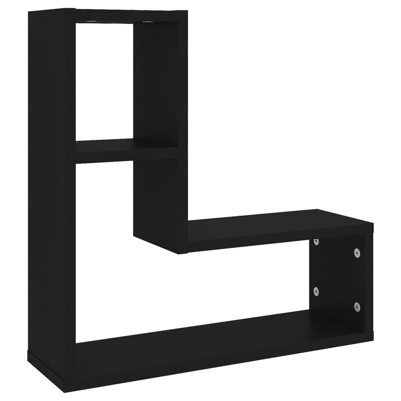 vidaXL 2 db fekete forgácslap fali polc 50 x 15 x 50 cm