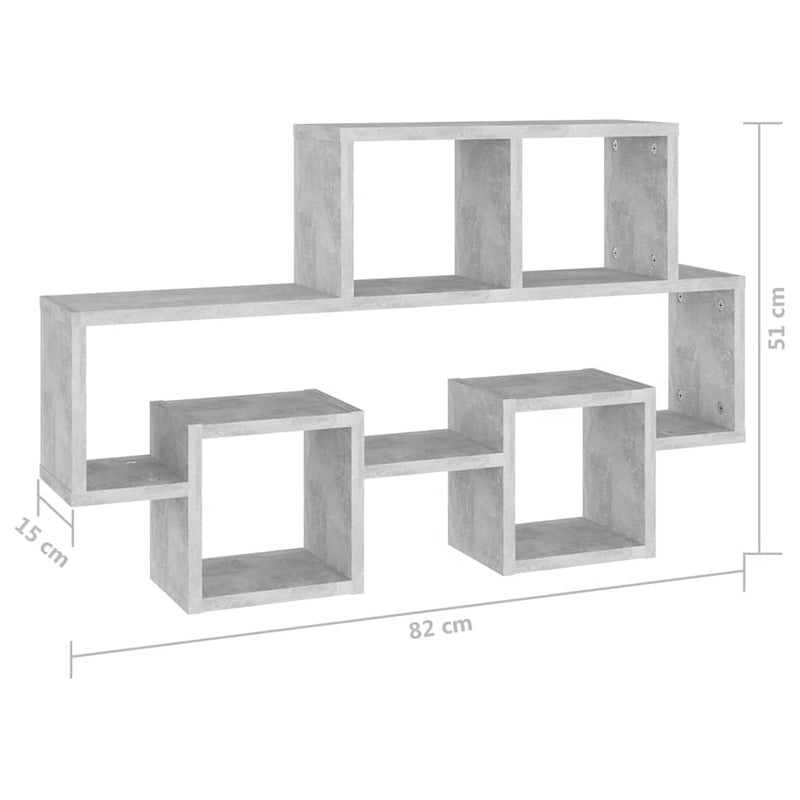 vidaXL autó alakú betonszürke szerelt fa fali polc 82 x 15 x 51 cm