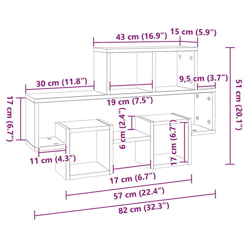 vidaXL autó alakú betonszürke szerelt fa fali polc 82 x 15 x 51 cm