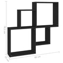 vidaXL fekete szerelt fa szögletes fali polc 80 x 15 x 78,5 cm