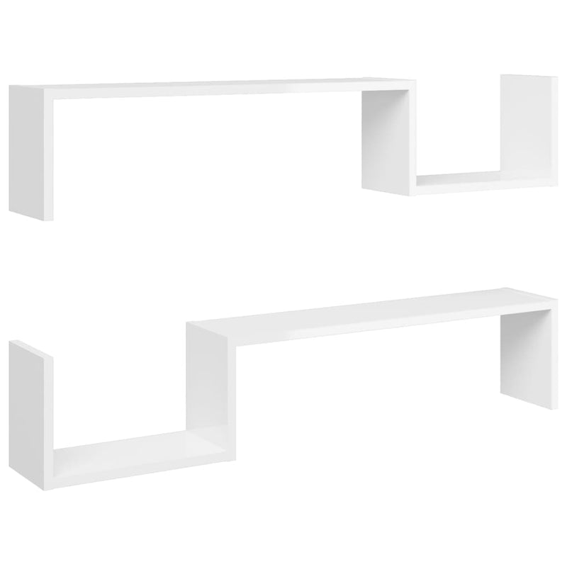 vidaXL 2 db magasfényű fehér szerelt fa fali polc 100 x 15 x 20 cm