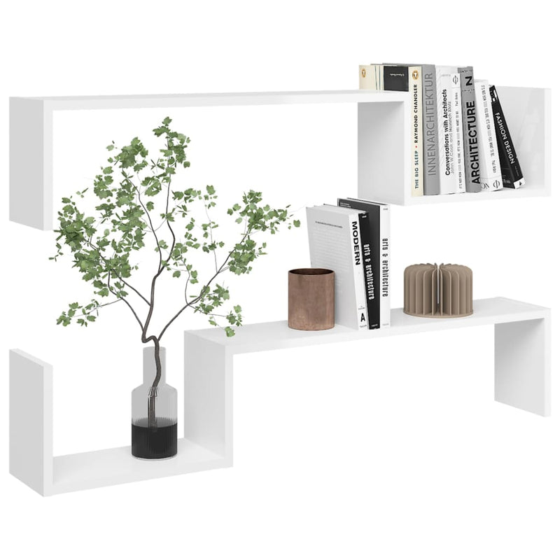 vidaXL 2 db magasfényű fehér szerelt fa fali polc 100 x 15 x 20 cm