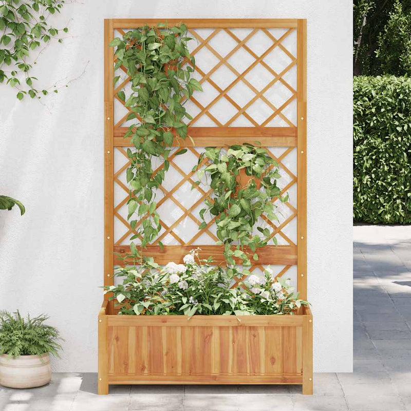 vidaXL tömör akácfa magaságyás ráccsal 85 x 38 x 150 cm