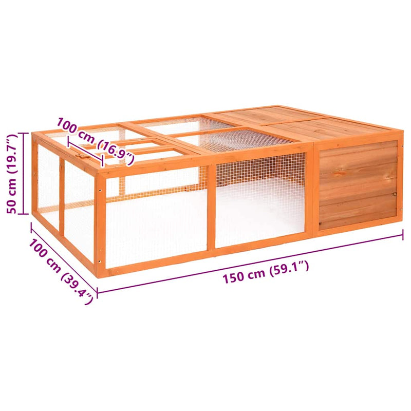 vidaXL tömör fenyőfa kerti állatketrec 150 x 100 x 50 cm