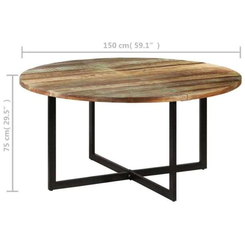 vidaXL tömör újrahasznosított fa étkezőasztal 150 x 75 cm