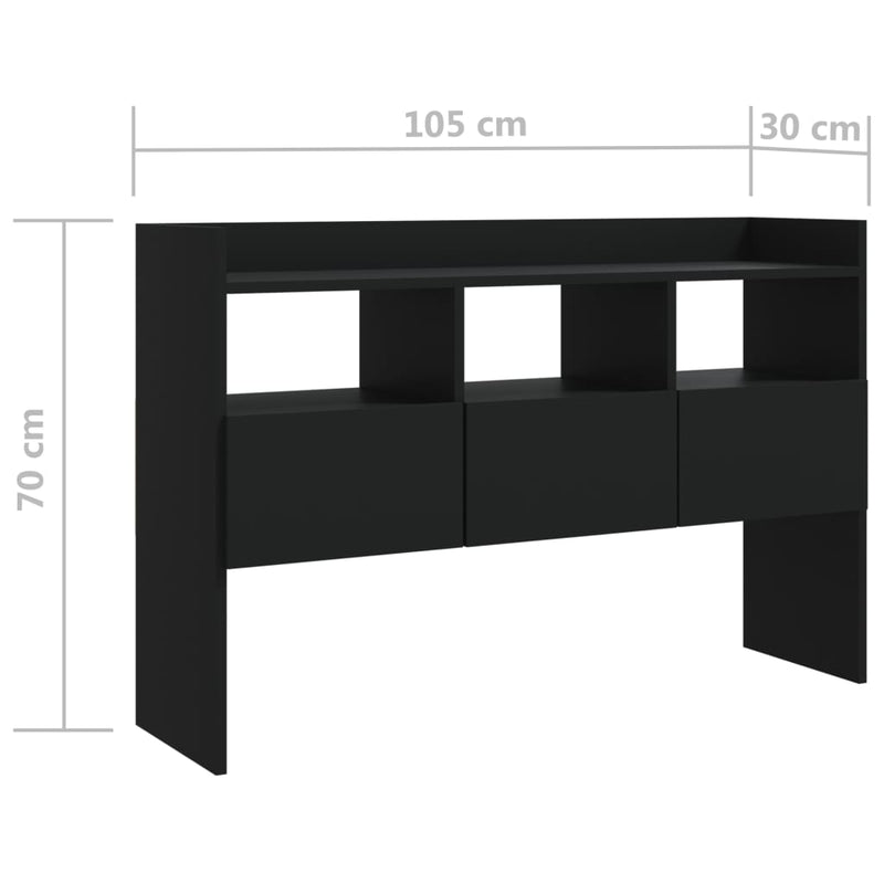 vidaXL fekete szerelt fa tálalószekrény 105 x 30 x 70 cm