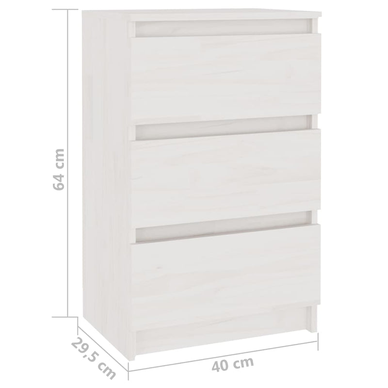 vidaXL fehér tömör fenyőfa éjjeliszekrény 40 x 29,5 x 64 cm