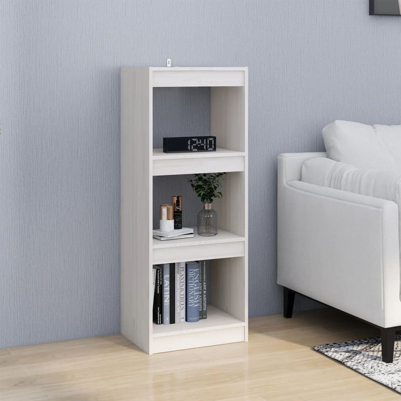 vidaXL fehér tömör fenyőfa könyvszekrény/térelválasztó 40x30x103,5 cm