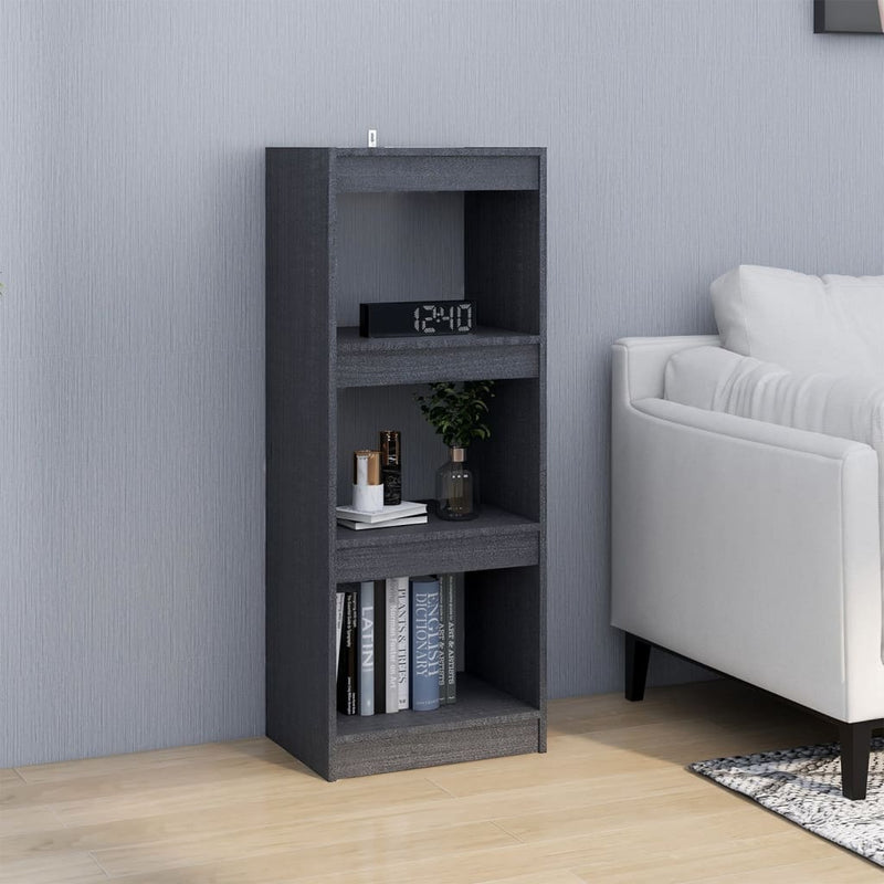 vidaXL szürke tömör fenyőfa könyvszekrény/térelválasztó 40x30x103,5 cm
