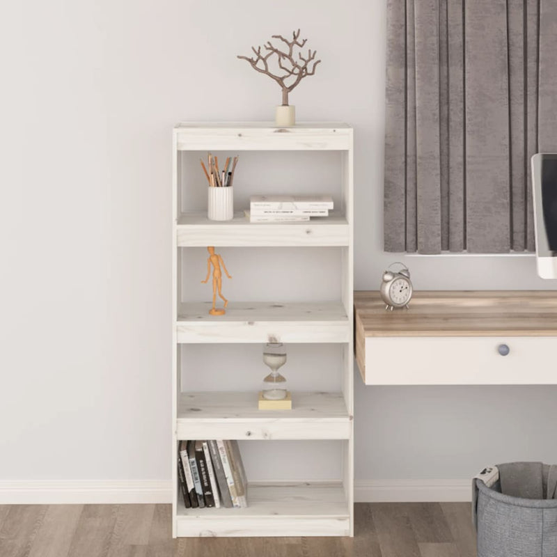 vidaXL fehér tömör fenyőfa könyvszekrény/térelválasztó 60x30x135,5 cm