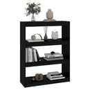vidaXL fekete tömör fenyőfa könyvszekrény/térelválasztó 80x30x103,5 cm