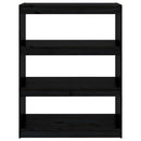vidaXL fekete tömör fenyőfa könyvszekrény/térelválasztó 80x30x103,5 cm