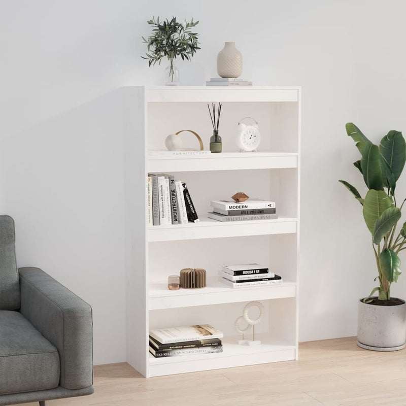 vidaXL fehér tömör fenyőfa könyvszekrény/térelválasztó 80x30x135,5 cm