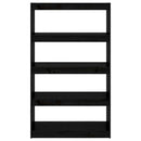 vidaXL fekete tömör fenyőfa könyvszekrény/térelválasztó 80x30x135,5 cm