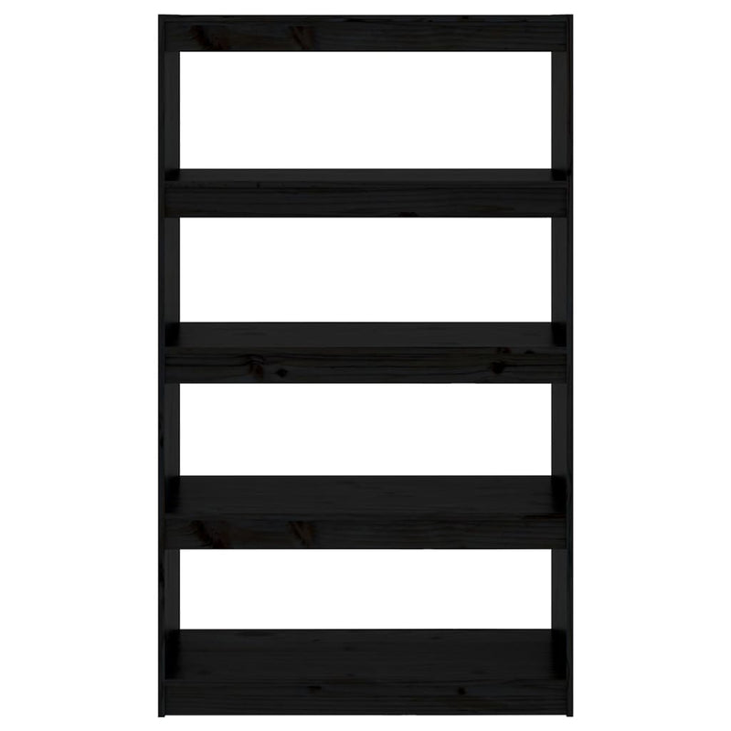 vidaXL fekete tömör fenyőfa könyvszekrény/térelválasztó 80x30x135,5 cm