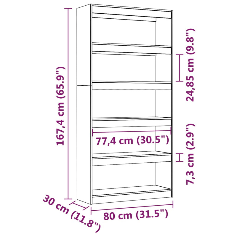vidaXL tömör fenyőfa könyvszekrény/térelválasztó 80 x 30 x 167,4 cm