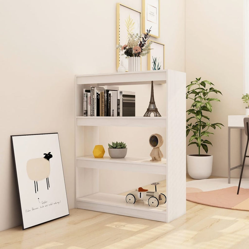 vidaXL fehér tömör fenyőfa könyvszekrény/térelválasztó 100 x 30 x 103 cm