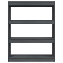 vidaXL szürke tömör fenyőfa könyvszekrény/térelválasztó 100 x 30 x 103 cm