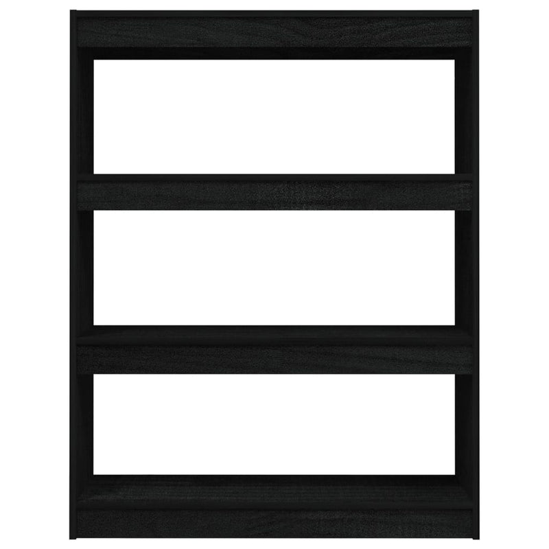 vidaXL fekete tömör fenyőfa könyvszekrény/térelválasztó 100 x 30 x 103 cm