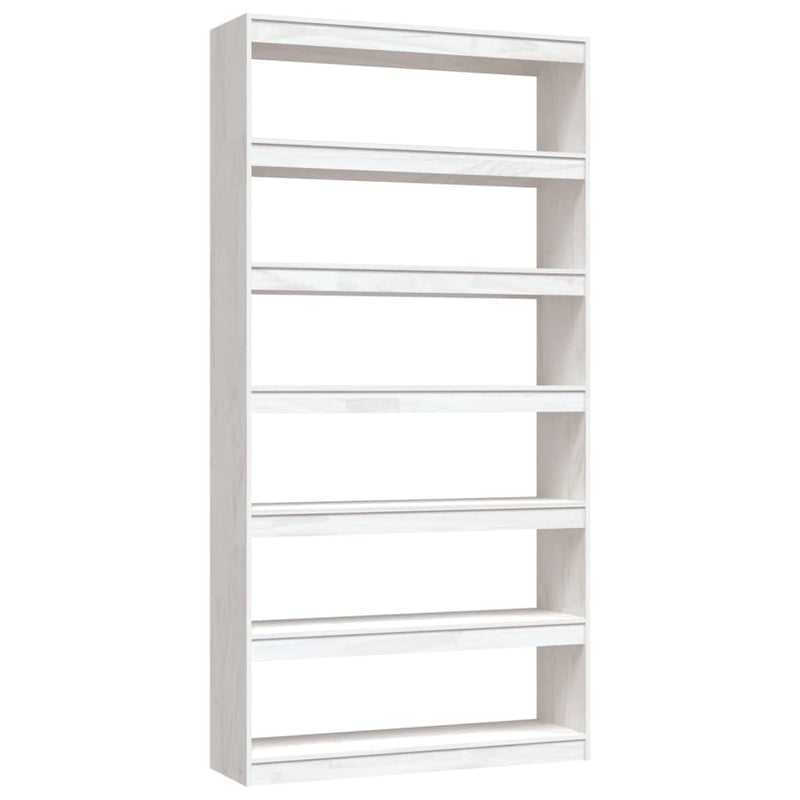 vidaXL fehér tömör fenyőfa könyvszekrény/térelválasztó 100x30x200 cm