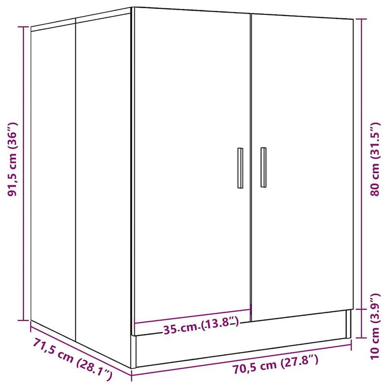 vidaXL fekete tölgy színű mosógépszekrény 71 x 71,5 x 91,5 cm