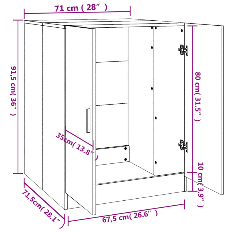 vidaXL betonszürke mosógépszekrény 71 x 71,5 x 91,5 cm
