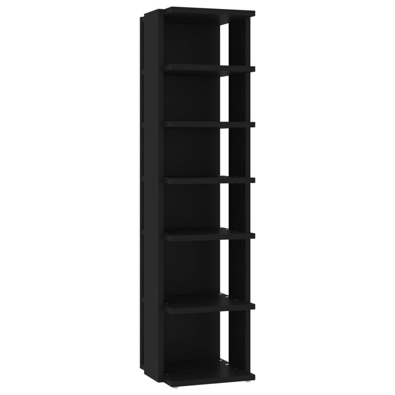 vidaXL fekete szerelt fa cipősszekrény 27,5 x 27 x 102 cm
