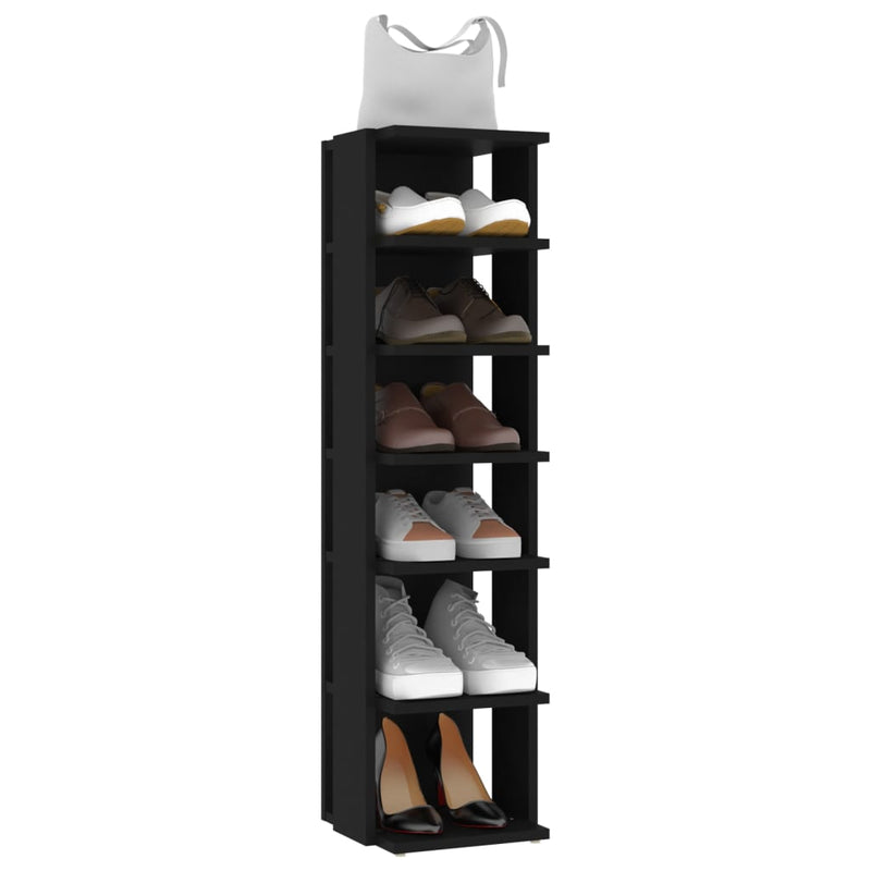 vidaXL fekete szerelt fa cipősszekrény 27,5 x 27 x 102 cm