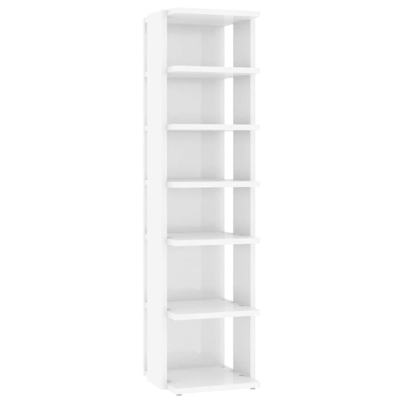 vidaXL magasfényű fehér szerelt fa cipősszekrény 27,5 x 27 x 102 cm