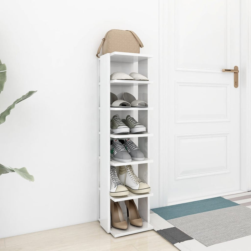 vidaXL magasfényű fehér szerelt fa cipősszekrény 27,5 x 27 x 102 cm