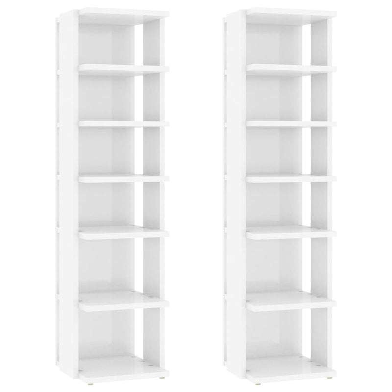 vidaXL 2 db magasfényű fehér cipősszekrény 27,5 x 27 x 102 cm