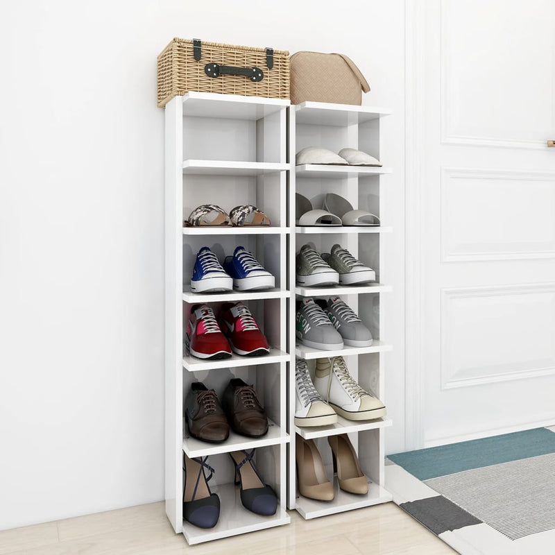 vidaXL 2 db magasfényű fehér cipősszekrény 27,5 x 27 x 102 cm