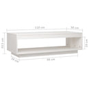 vidaXL fehér tömör fenyőfa dohányzóasztal 110 x 50 x 33,5 cm