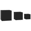 vidaXL 3 db fekete szerelt fa dohányzóasztal