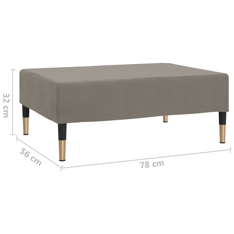 vidaXL világosszürke bársony lábzsámoly 78 x 56 x 32 cm