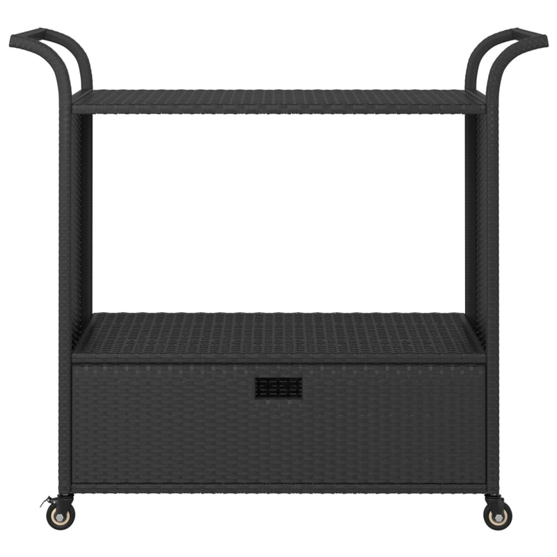 vidaXL fekete polyrattan bárkocsi fiókkal 100 x 45 x 97 cm