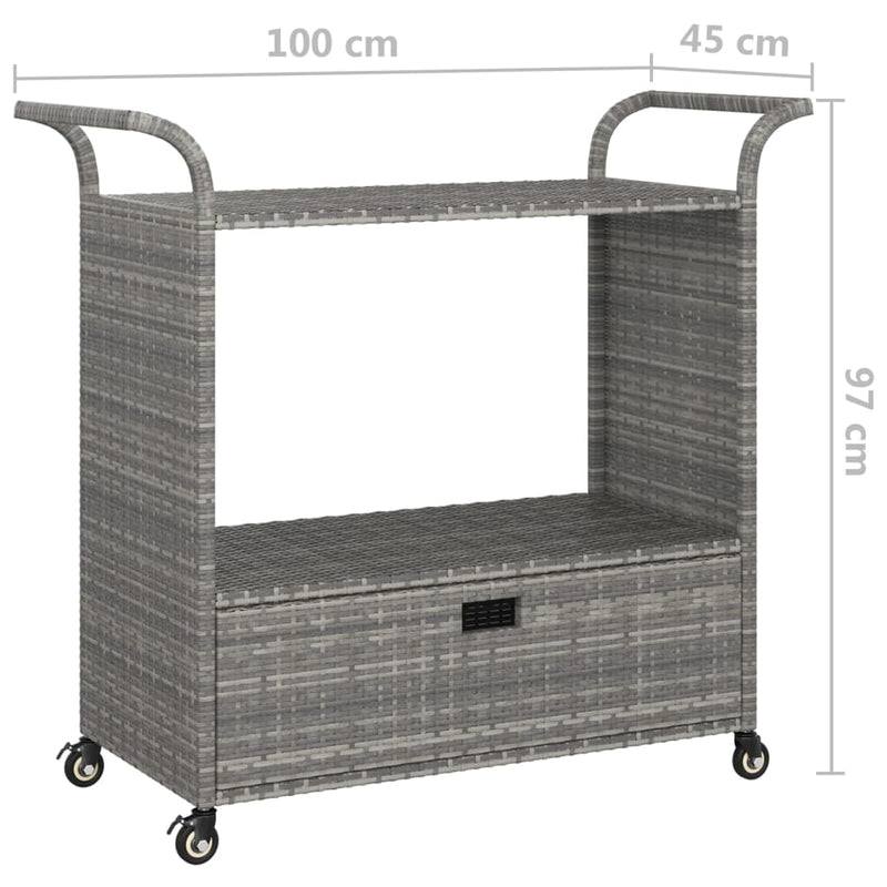 vidaXL szürke polyrattan bárkocsi fiókkal 100 x 45 x 97 cm