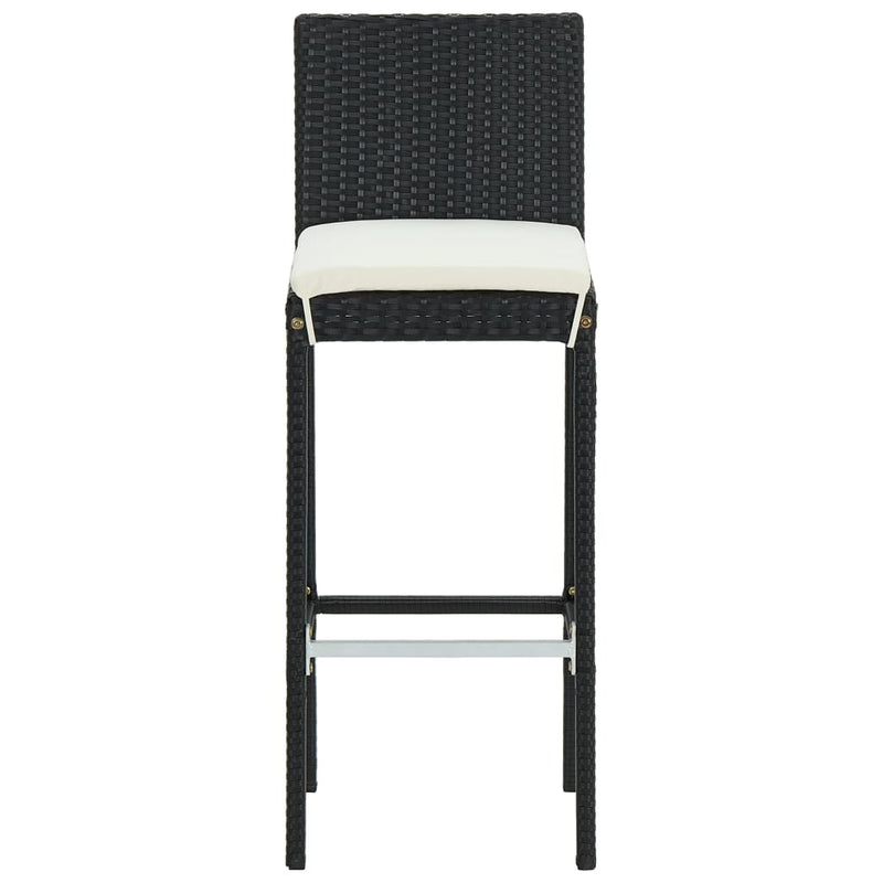 vidaXL 2 db fekete polyrattan kerti bárszék párnával