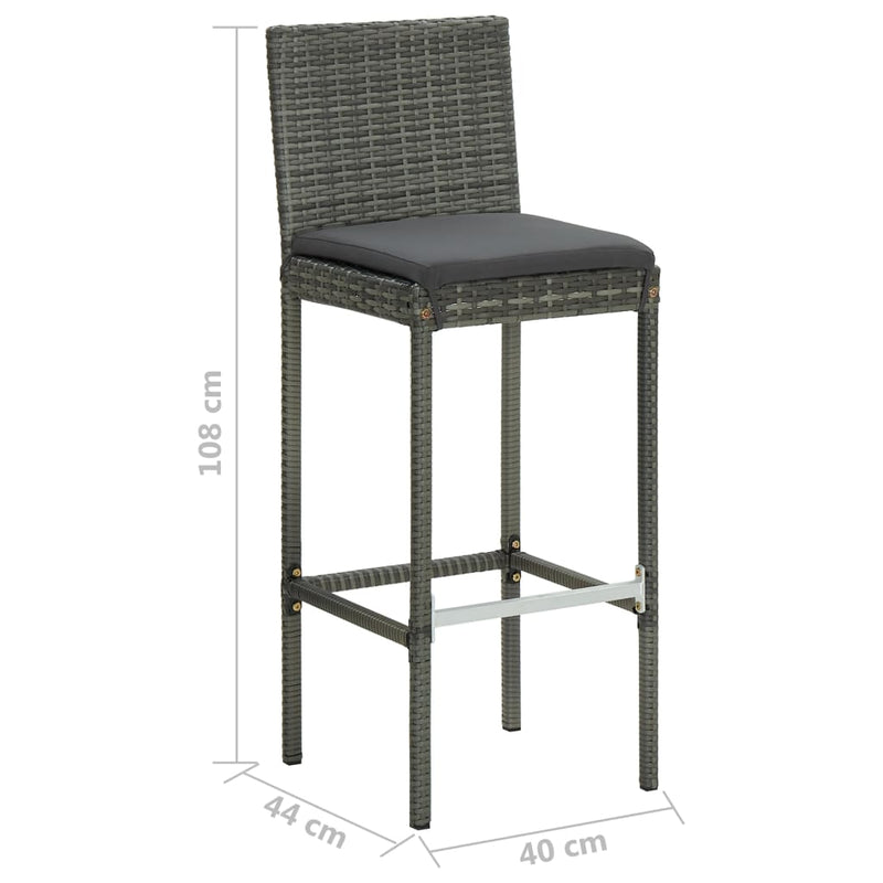 vidaXL 2 db szürke polyrattan kerti bárszék párnával