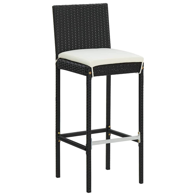 vidaXL 4 db fekete polyrattan kerti bárszék párnával