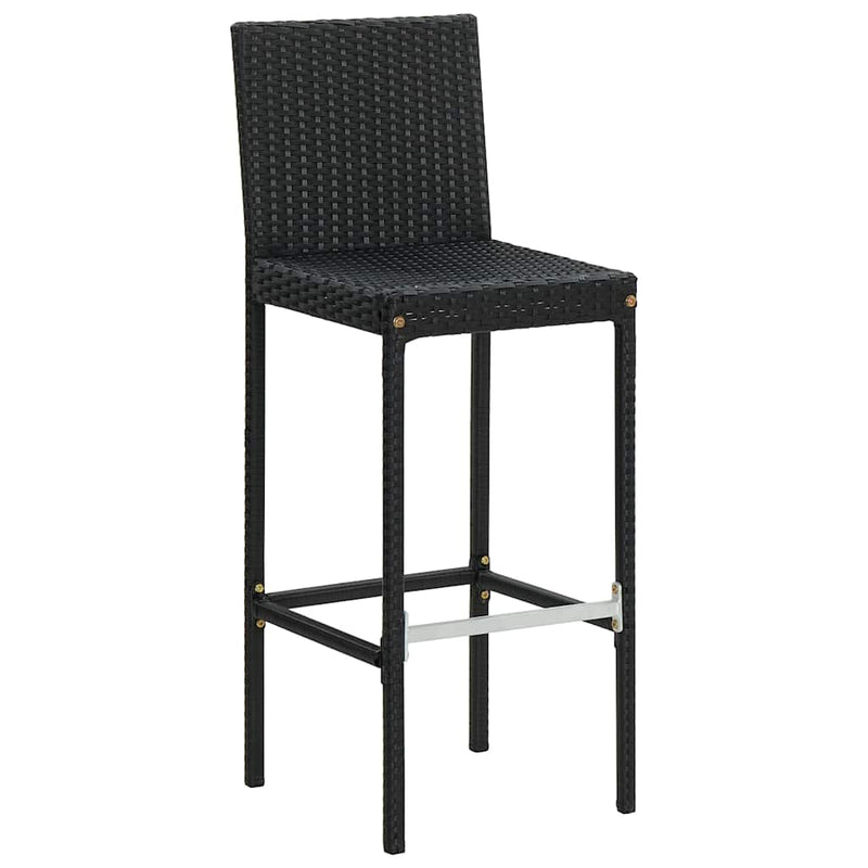 vidaXL 4 db fekete polyrattan kerti bárszék párnával