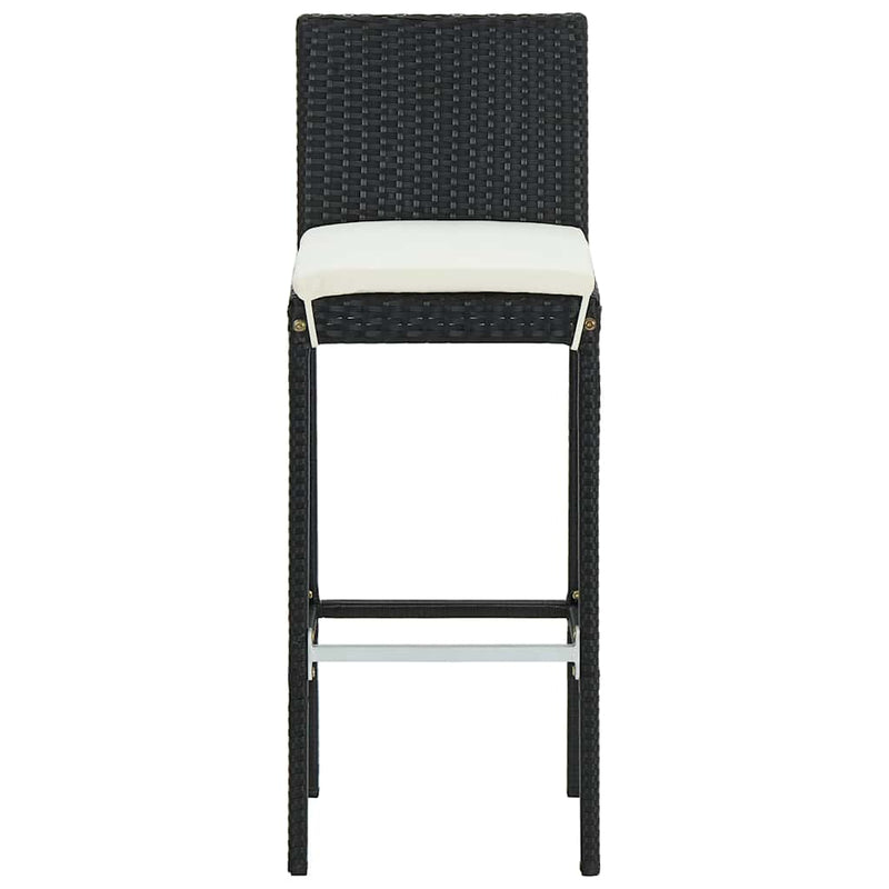 vidaXL 4 db fekete polyrattan kerti bárszék párnával